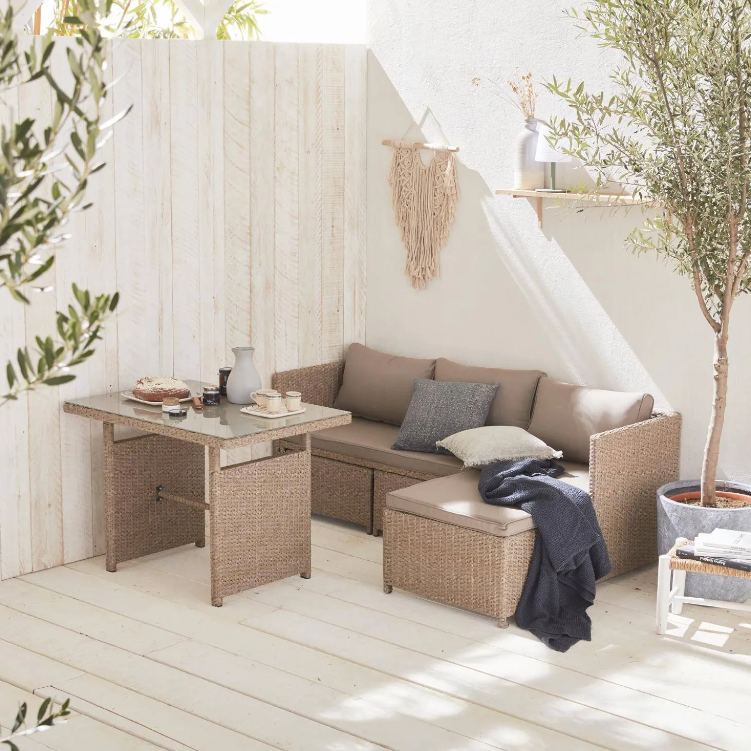 Wicker tuinset, 6 plaatsen