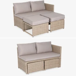 Wicker tuinset, 6 plaatsen