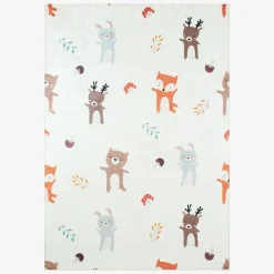 Wit kindertapijt met dierenprint voor binnen