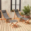 2x houten strandstoelen met voetenbank