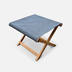 2x houten strandstoelen met voetenbank
