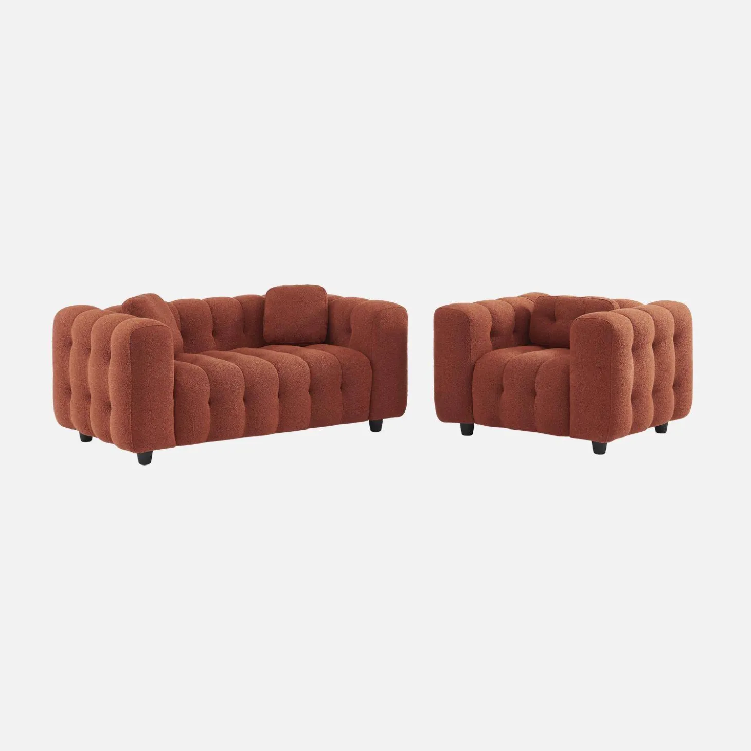 2-zitsbank, bekleed met bouclé textuur