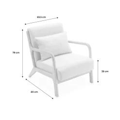 2-zitsbank en fauteuil van walnootkleurig hout en stof