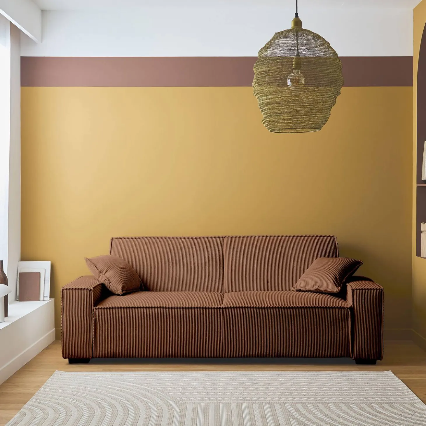 3-zits corduroy slaapbank