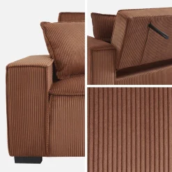 3-zits corduroy slaapbank