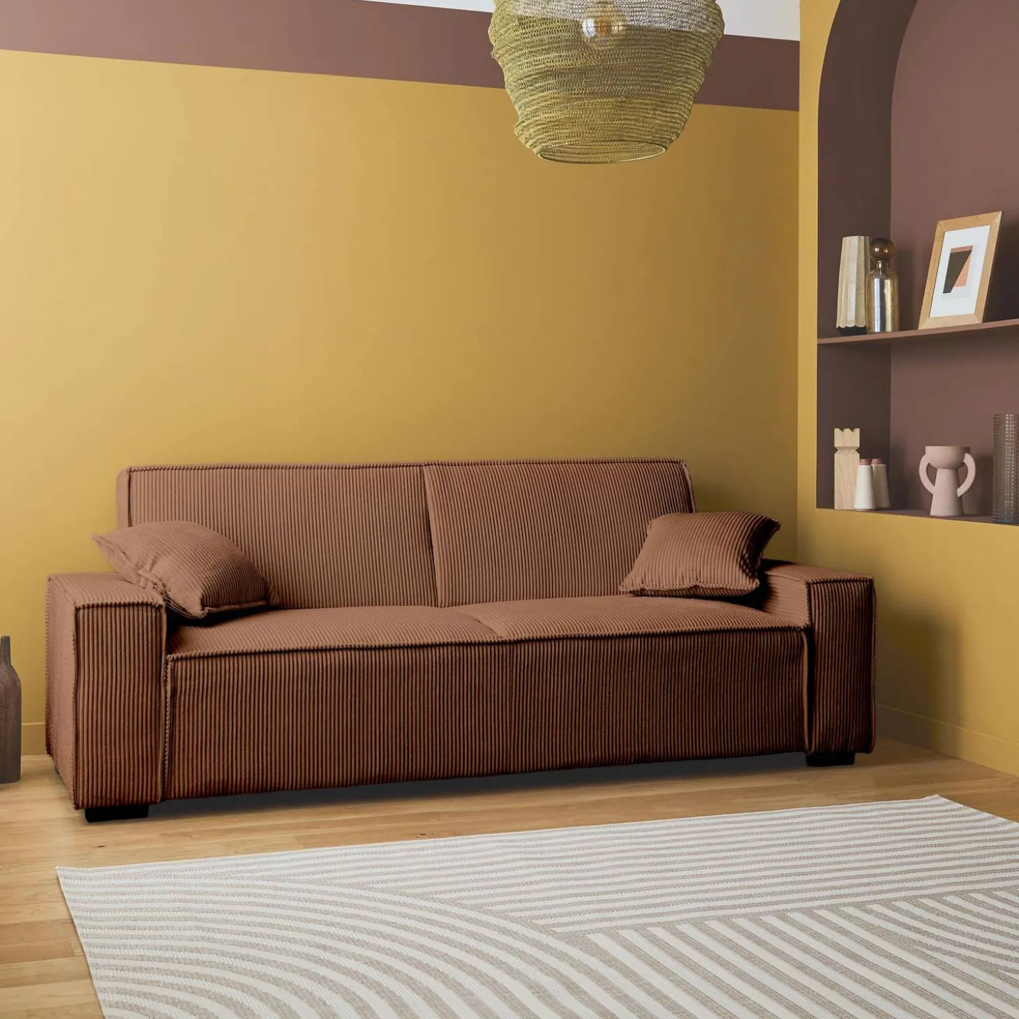 3-zits corduroy slaapbank