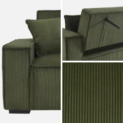 3-zits corduroy slaapbank