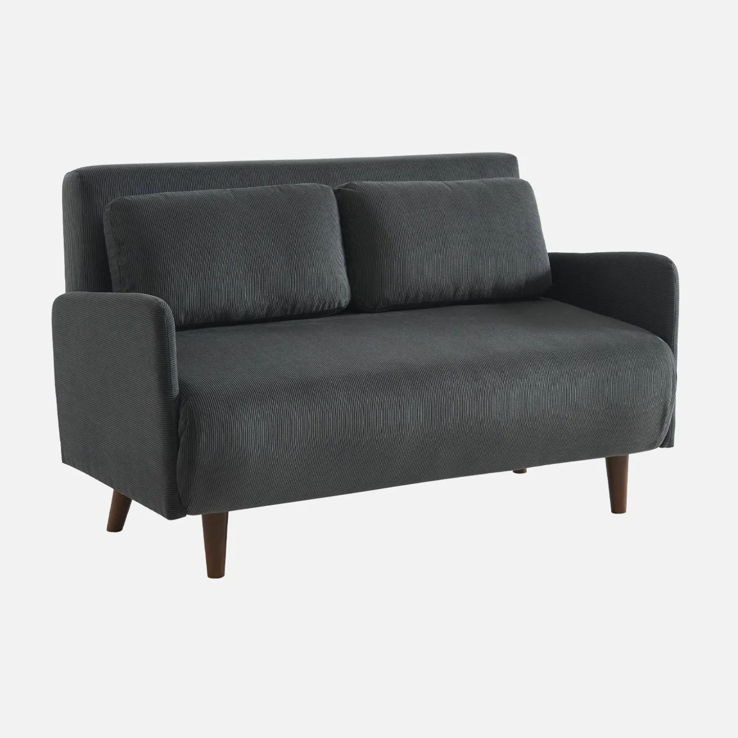 2-zits corduroy slaapbank met houten poten
