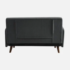 2-zits corduroy slaapbank met houten poten