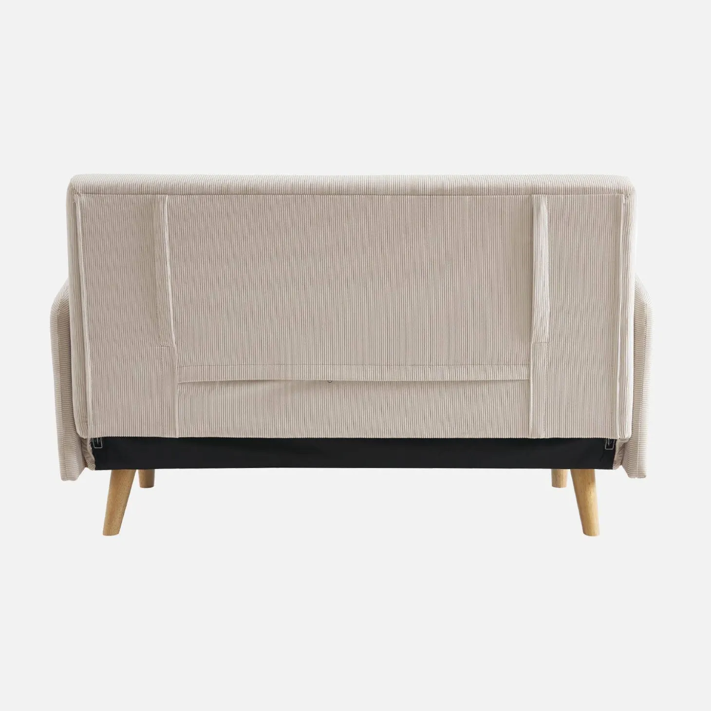 2-zits corduroy slaapbank met houten poten