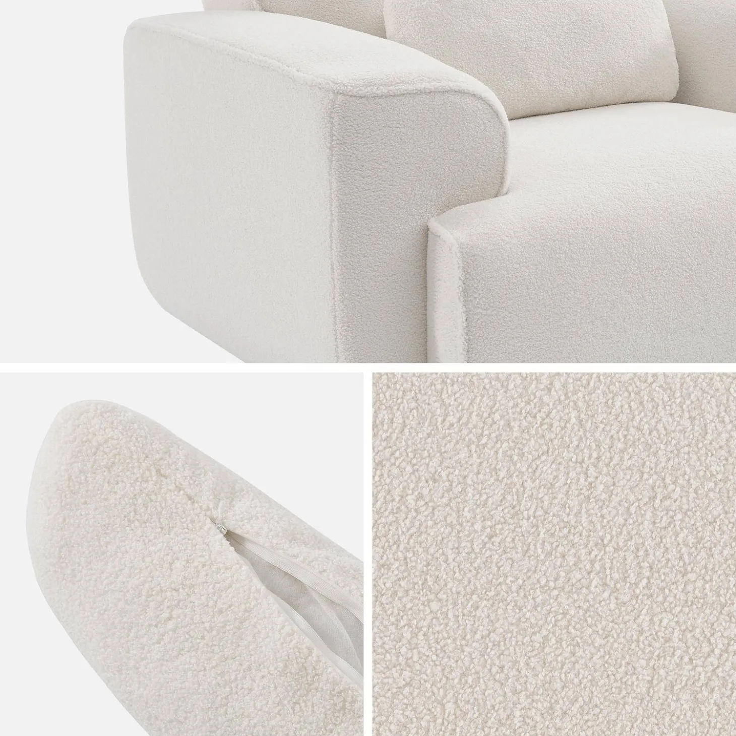 1-zits fauteuil in boucléstof