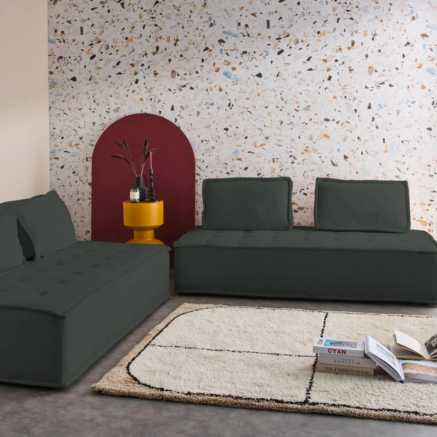 2-zits fauteuils voor gestoffeerde modulair bank (Set van 2)