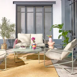4-zits loungeset met tafel metaal buiten