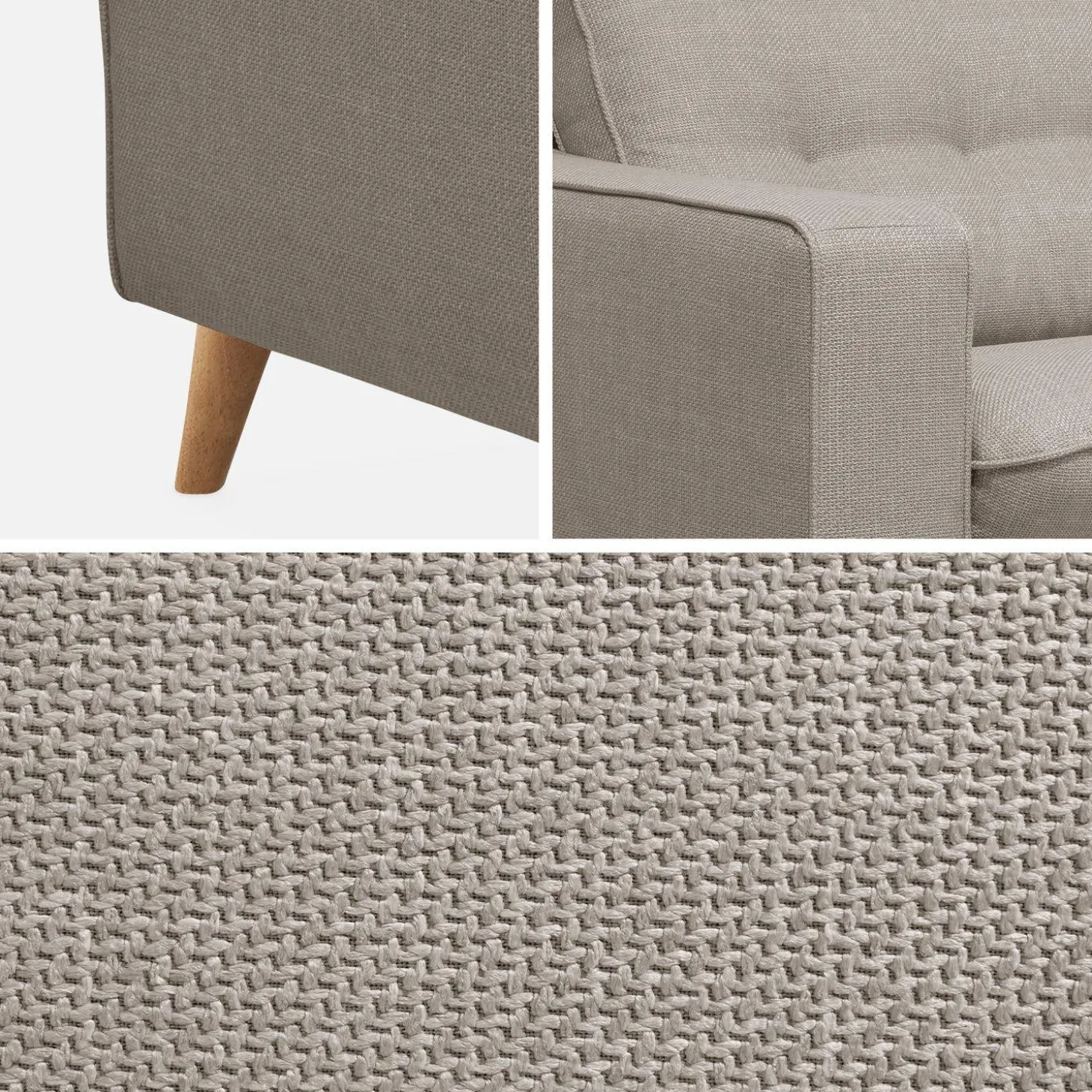3-zits slaapbank met matras van 12 cm - Made in France