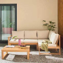 4-zits tuinset met salontafel modulair van acaciahout