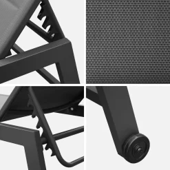Zonnebed van gewatteerd textilene en aluminium met meerdere posities (set van 2)