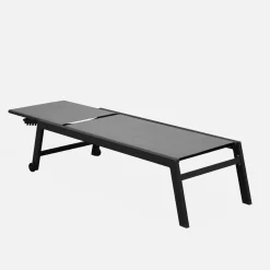 Zonnebed van gewatteerd textilene en aluminium met meerdere posities (set van 2)