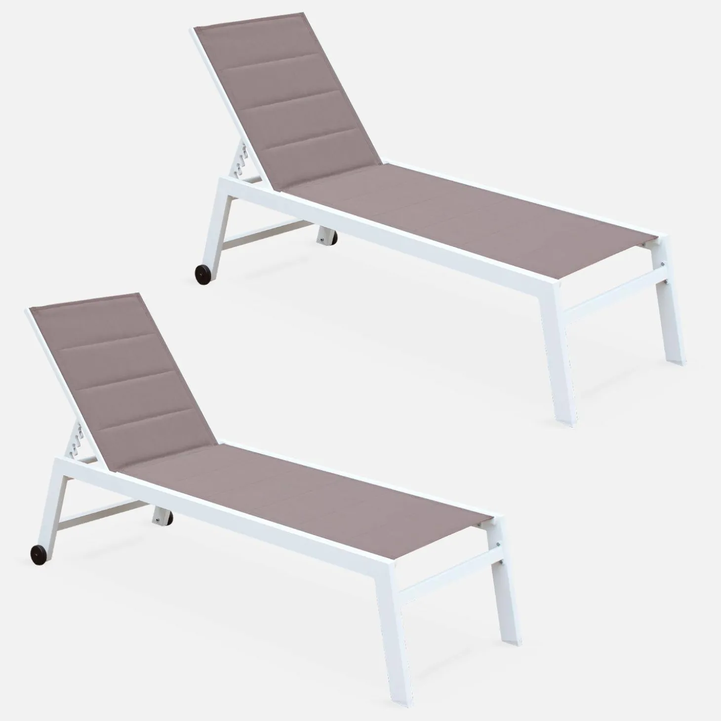 Zonnebed van gewatteerd textilene en aluminium met meerdere posities (set van 2)