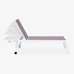 Zonnebed van gewatteerd textilene en aluminium met meerdere posities (set van 2)