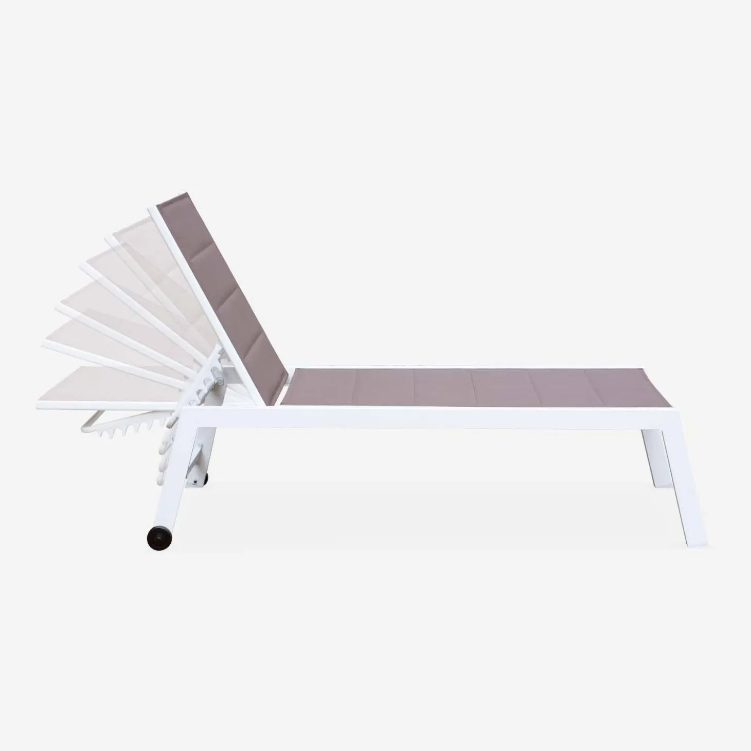 Zonnebed van gewatteerd textilene en aluminium met meerdere posities (set van 2)