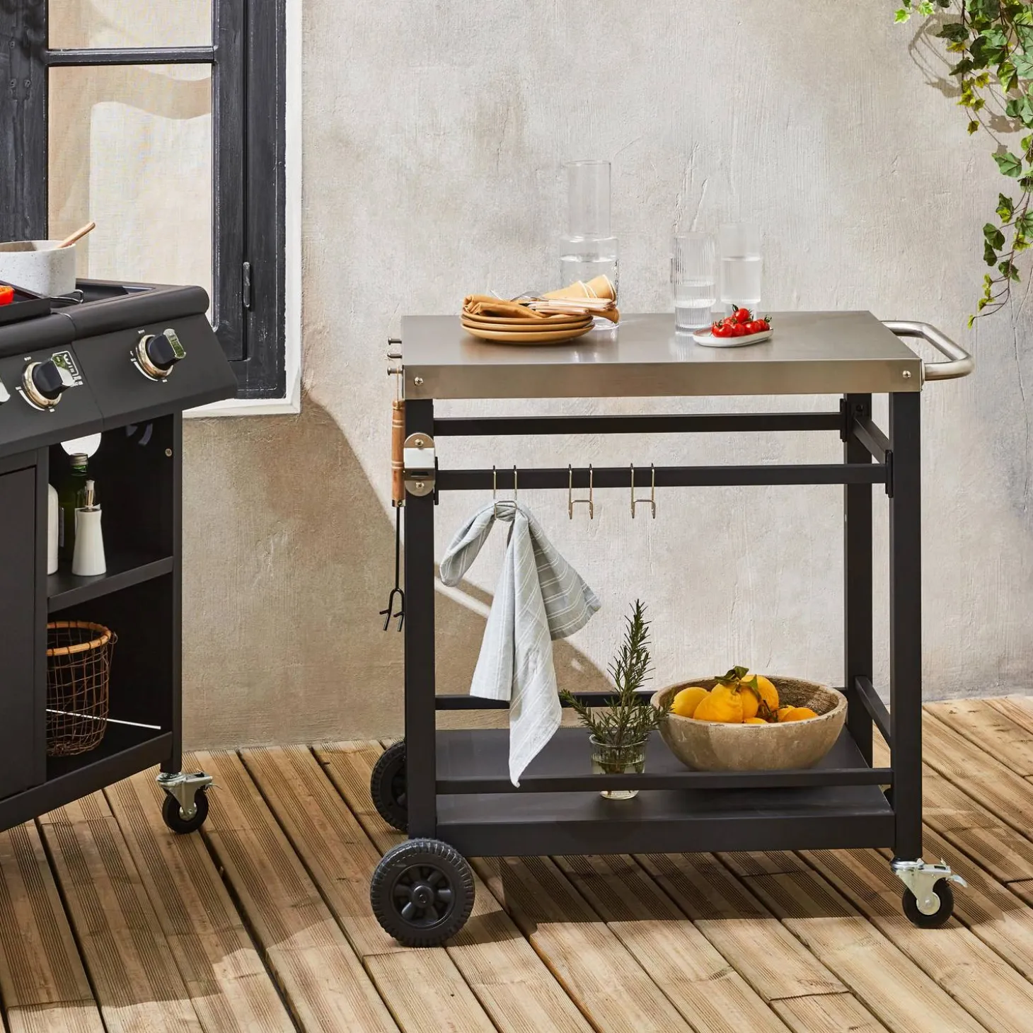 Zwarte roltafel, Colbert, L88xB58xH82,8cm