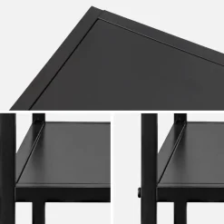 Zwart metalen nachtkastje met legplank