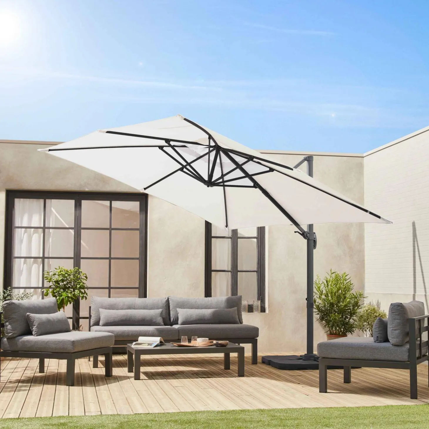 Zweefparasol, vierkant 3x3m