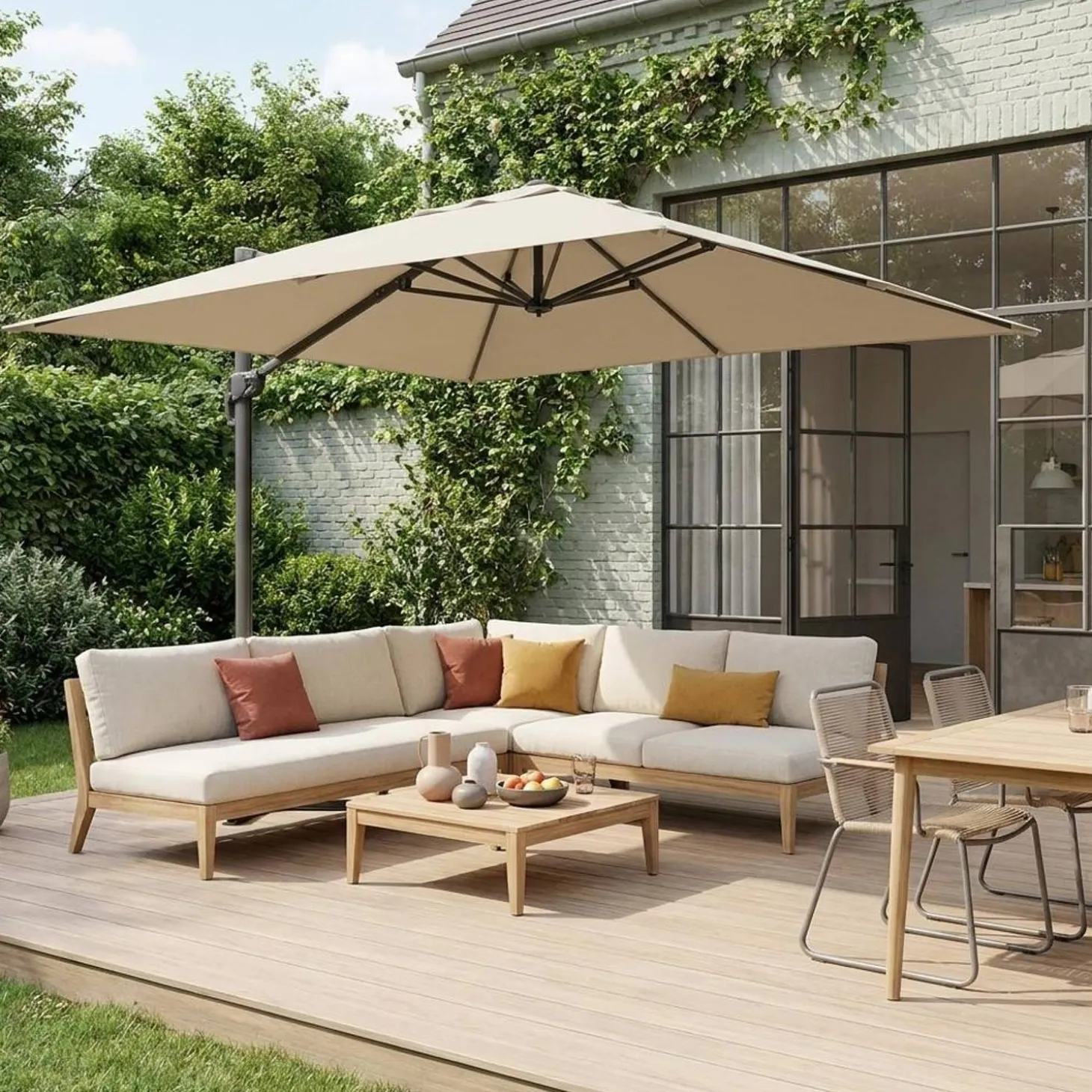 Zweefparasol, vierkant 3x3m
