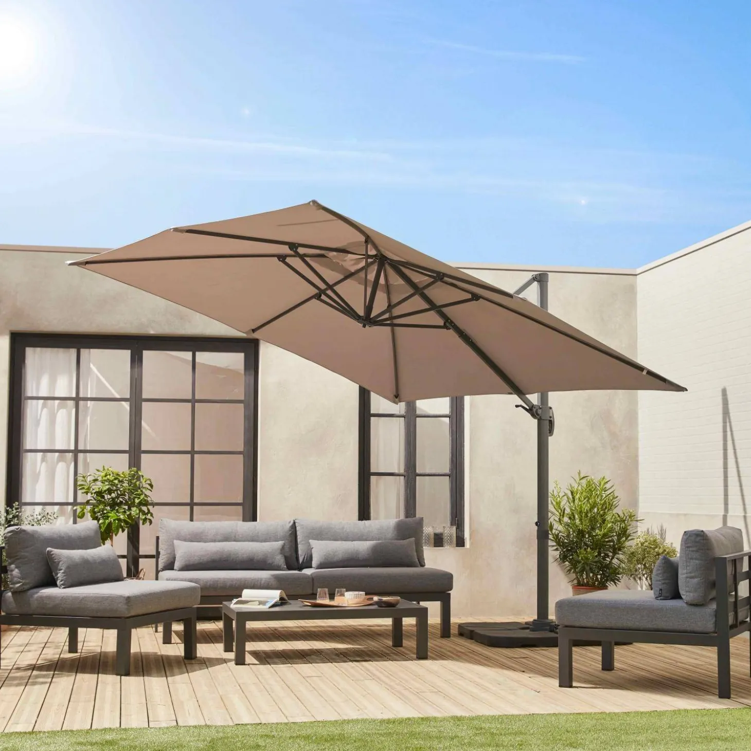 Zweefparasol, vierkant 3x3m