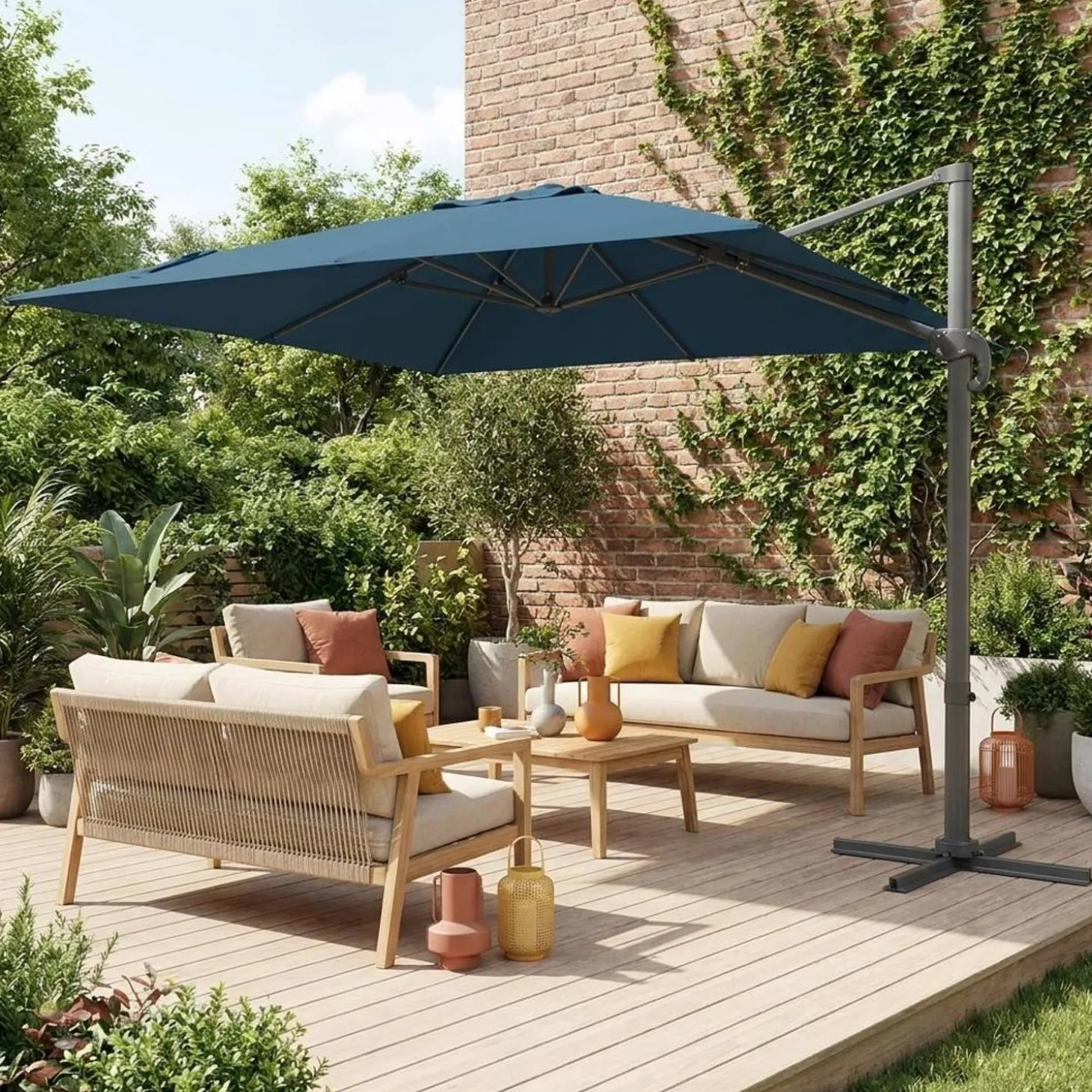 Zweefparasol, vierkant 3x3m