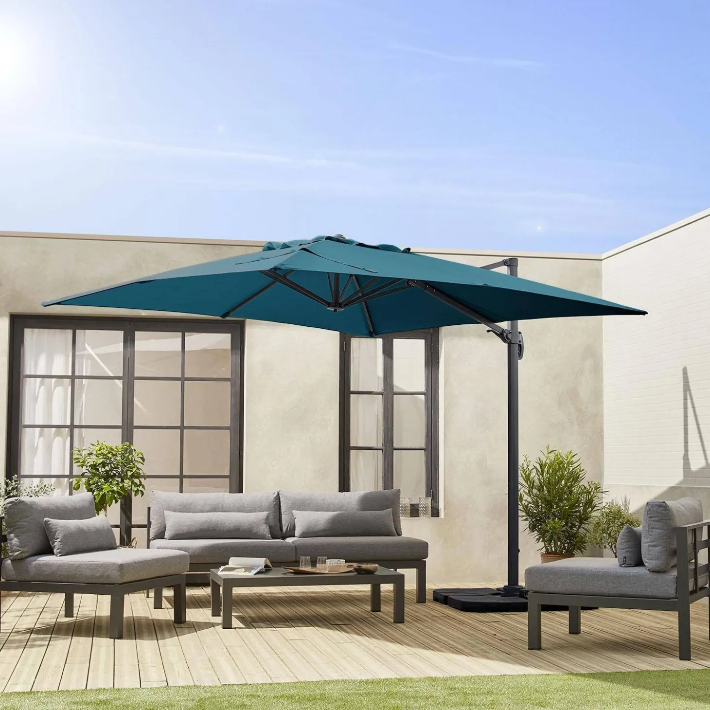 Zweefparasol, vierkant 3x3m