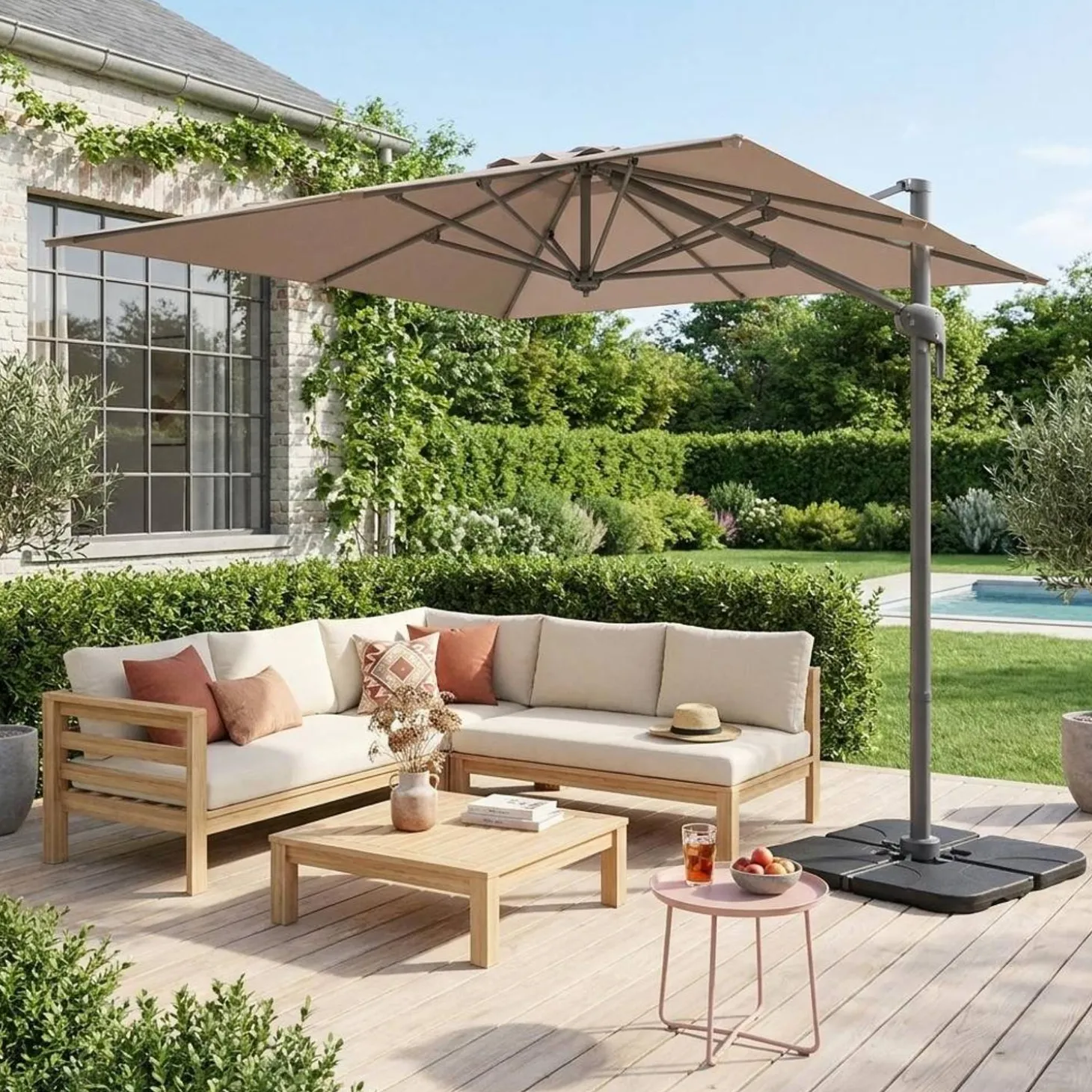 Zweefparasol 2x3m + 4 ballasttegels 50x50cm