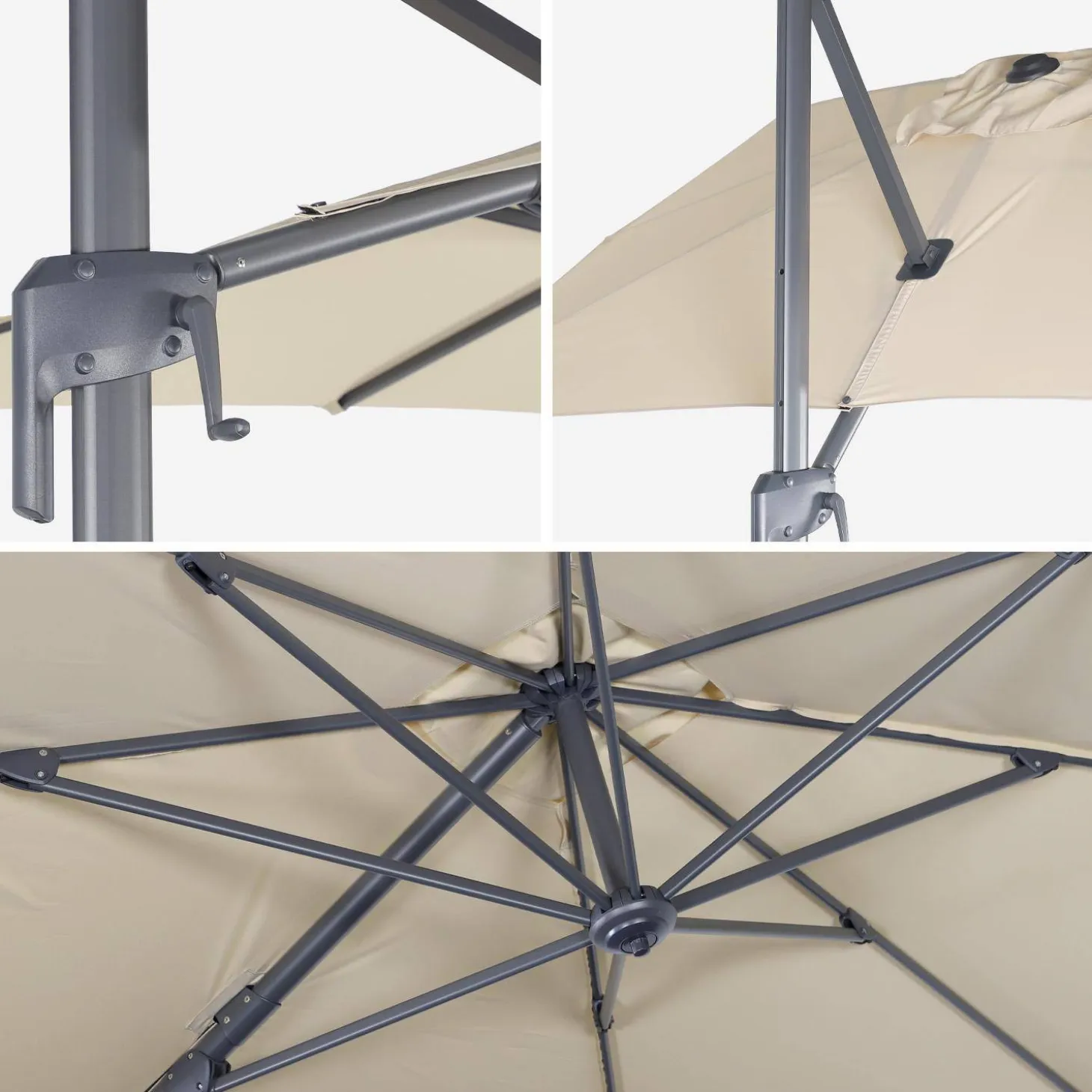 Zweefparasol 2x3m + 4 ballasttegels 50x50cm