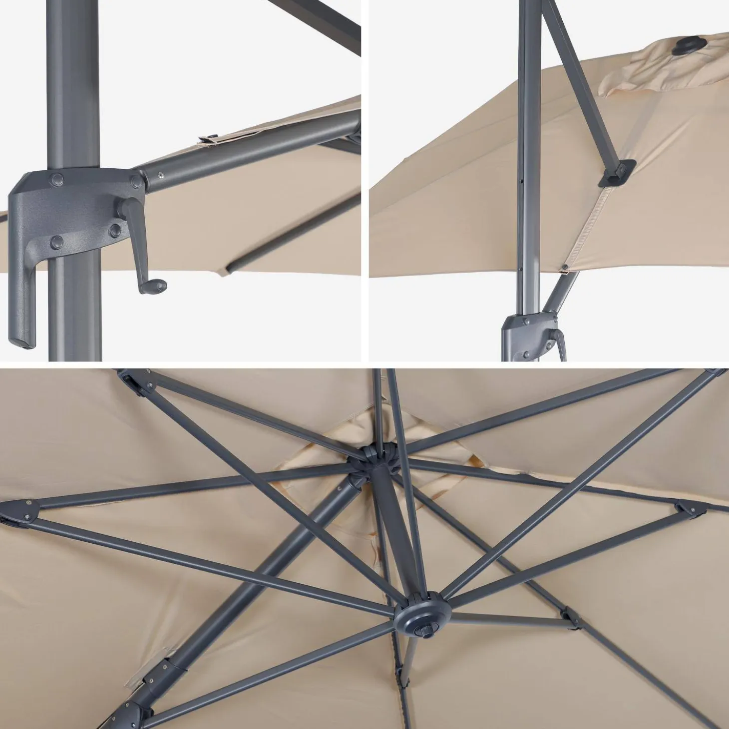 Zweefparasol 2x3m + 4 ballasttegels 50x50cm