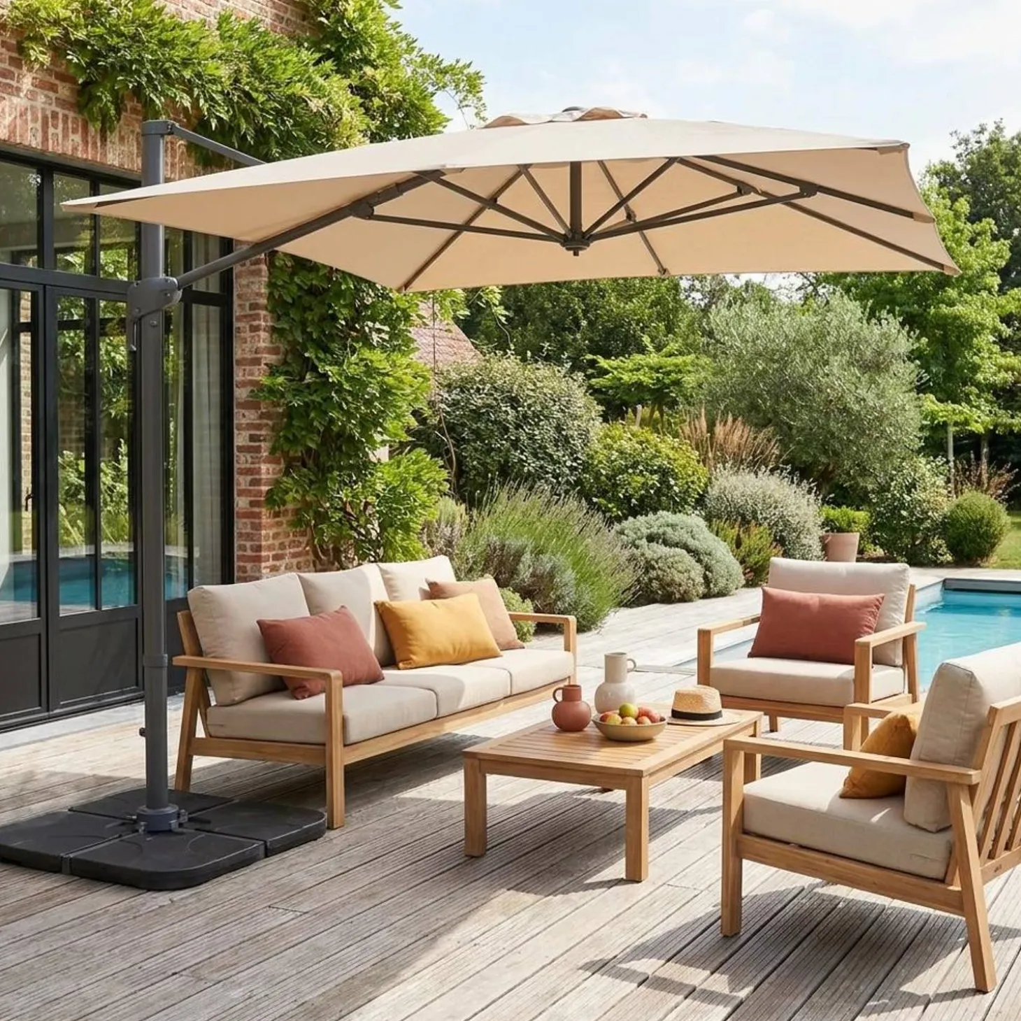 Zweefparasol 2x3m + 4 ballasttegels 50x50cm
