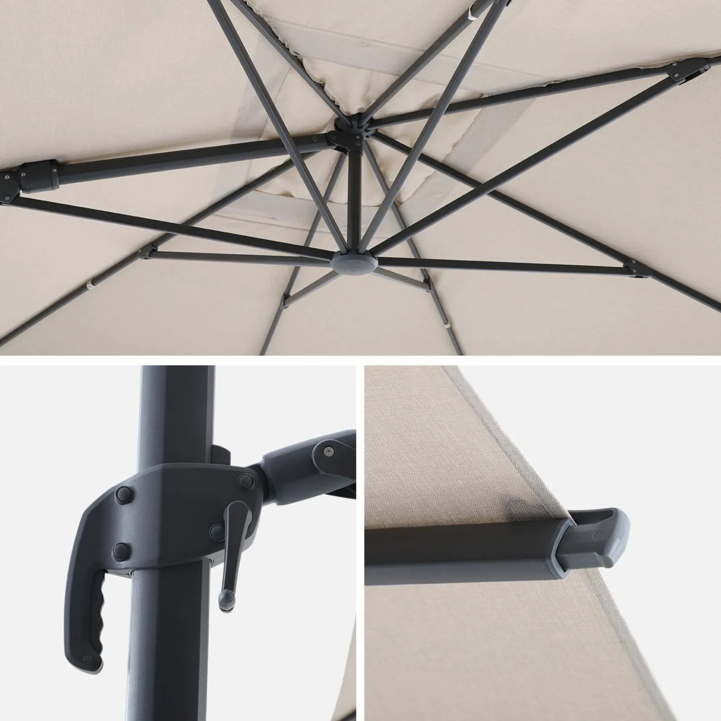 Zweefparasol 4x3m + hoes en ballasttegels